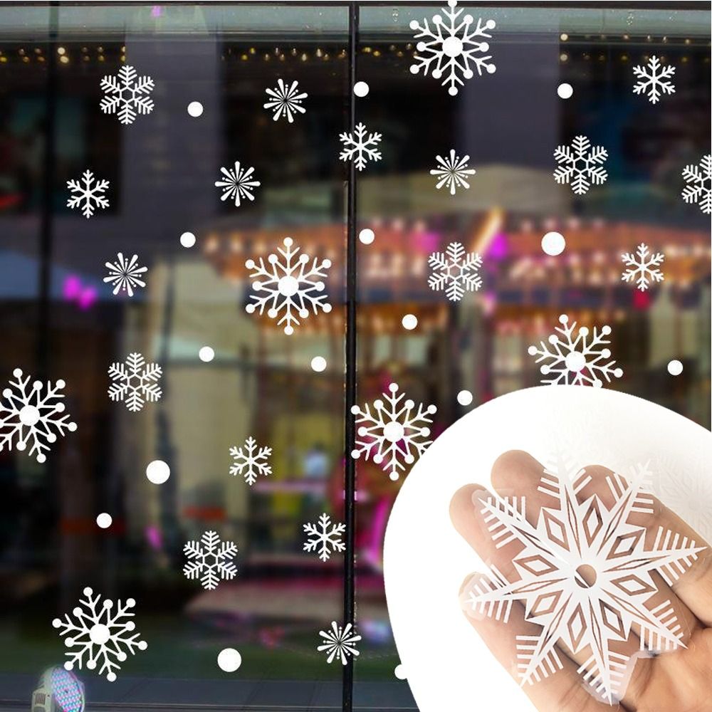 Snowflake Window Decal - 30 шт., ПВХ, рождественские снежинки, наклейка,