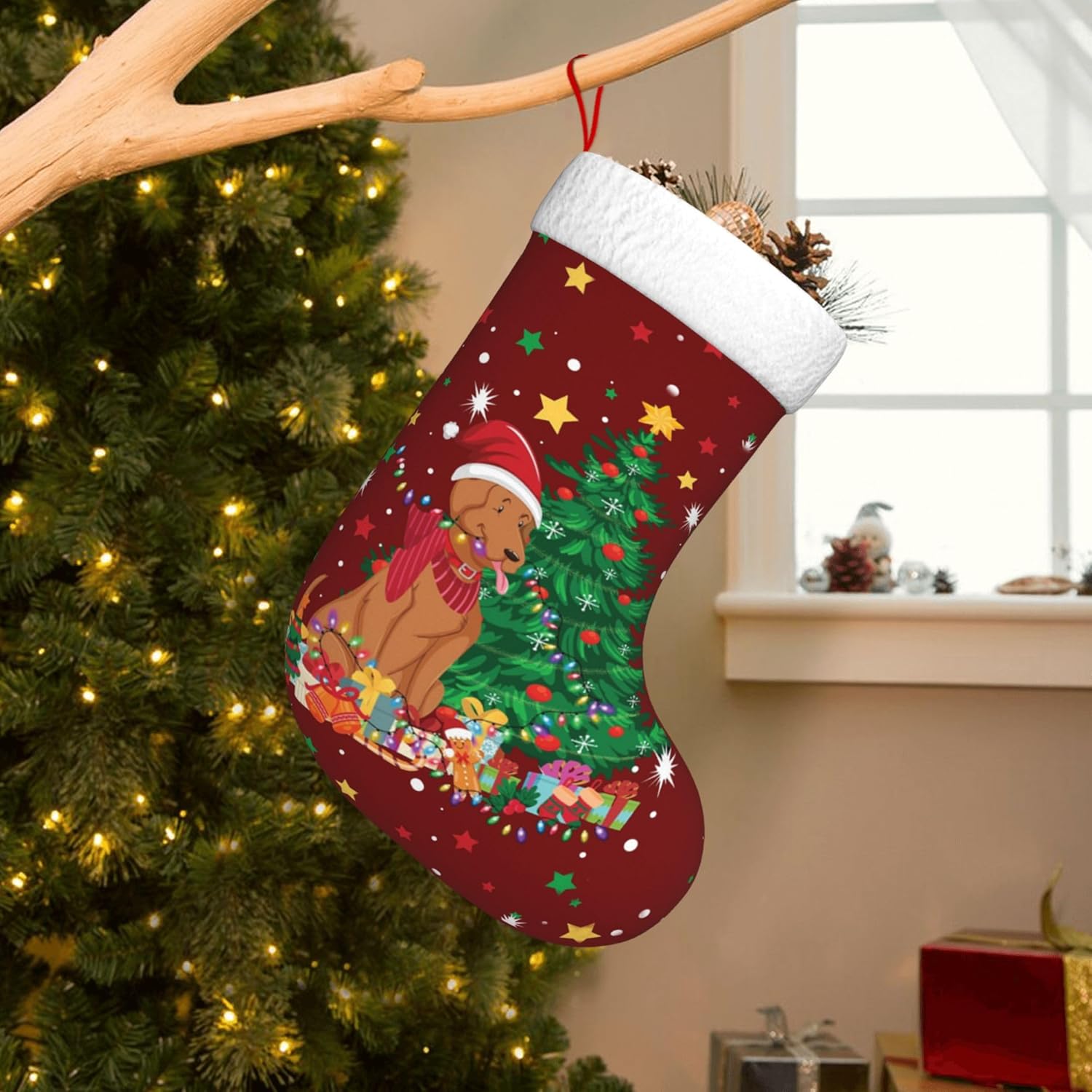Christmas Stocking Hanging - Рождественский светильник для собак, дизайн 17,7